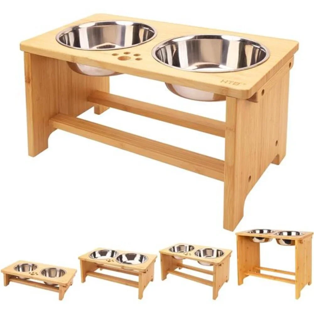 Elevated Dog Bowls,Raised Dog Bowl Stand with 2 Stainless Steel Bowls